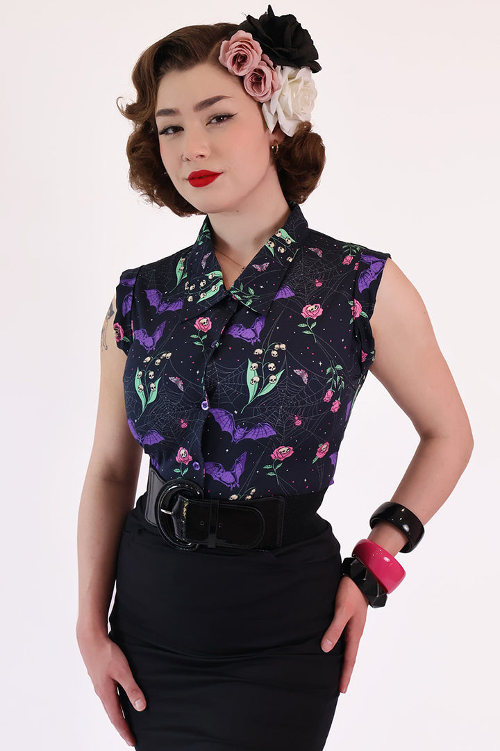 Night Garden Dark Floral Retro Shirt