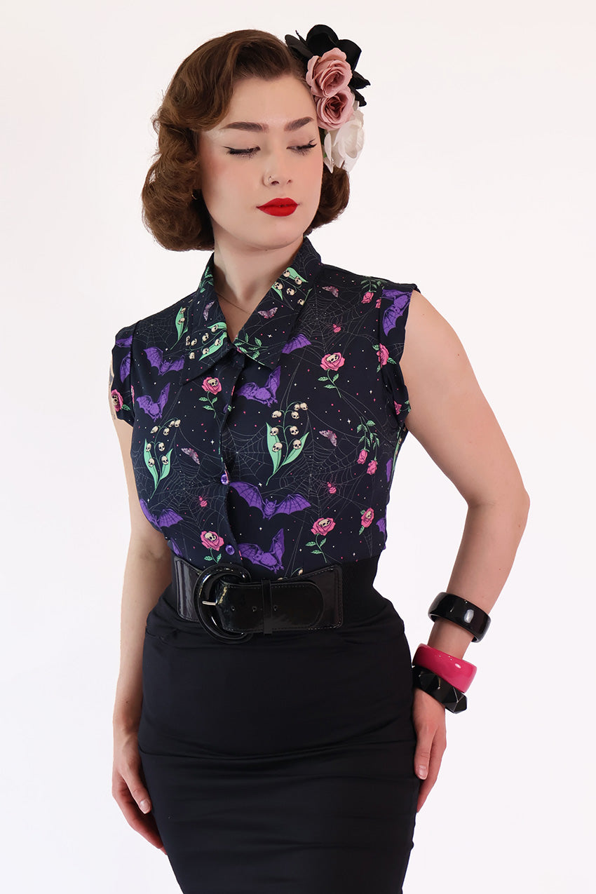 Night Garden Dark Floral Retro Shirt