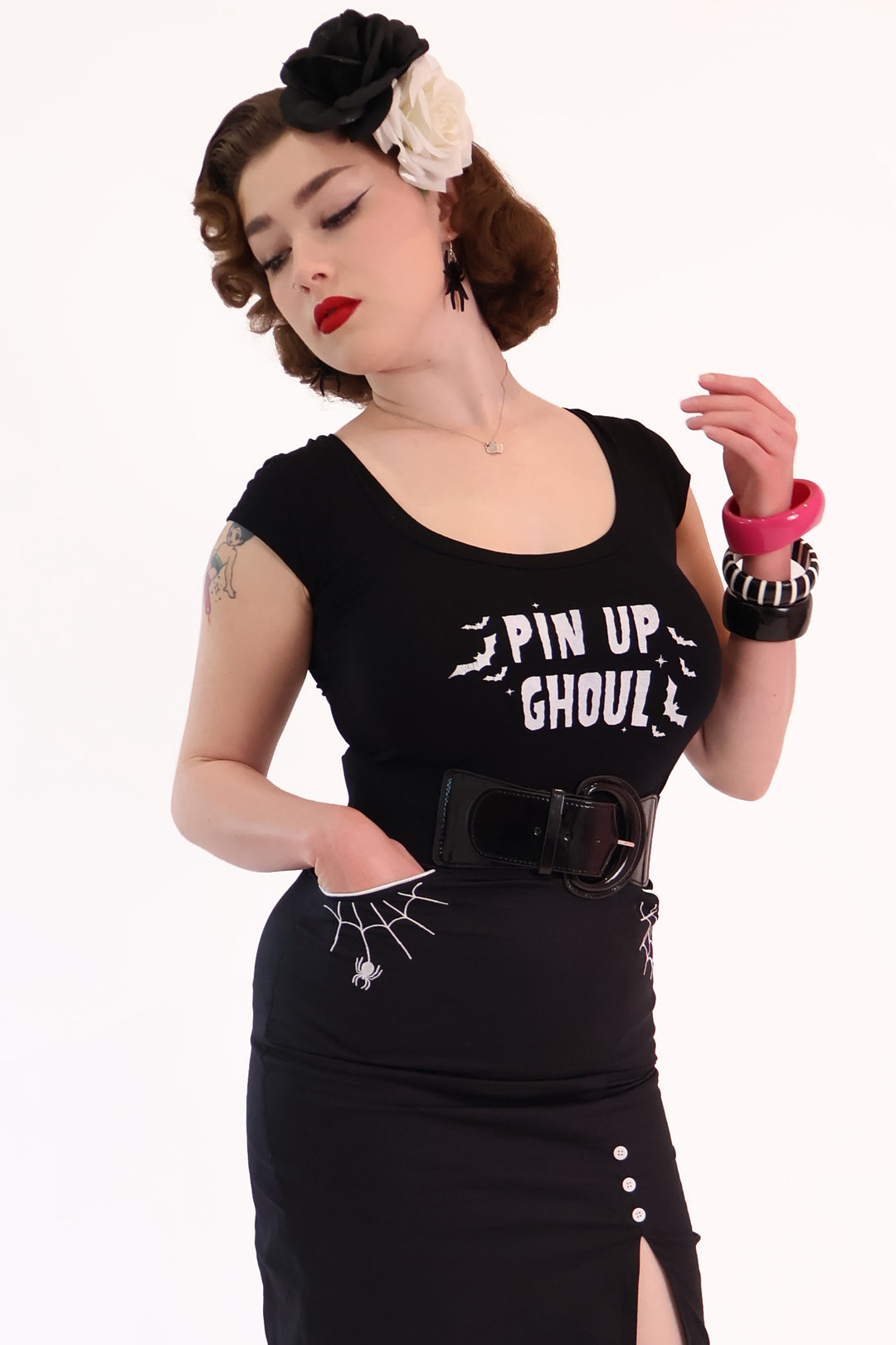Pin Up Ghoul Black Tee Shirt