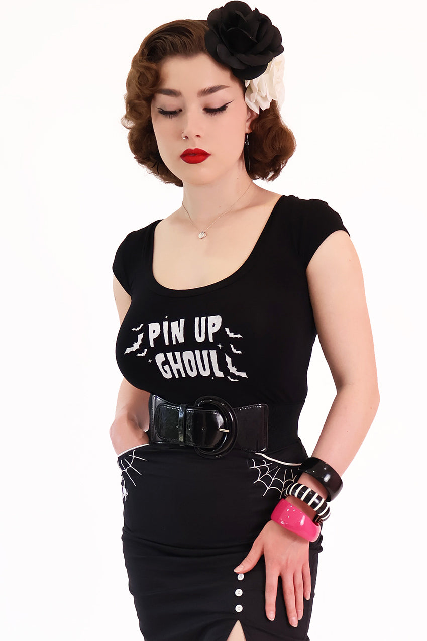 Pin Up Ghoul Black Tee Shirt