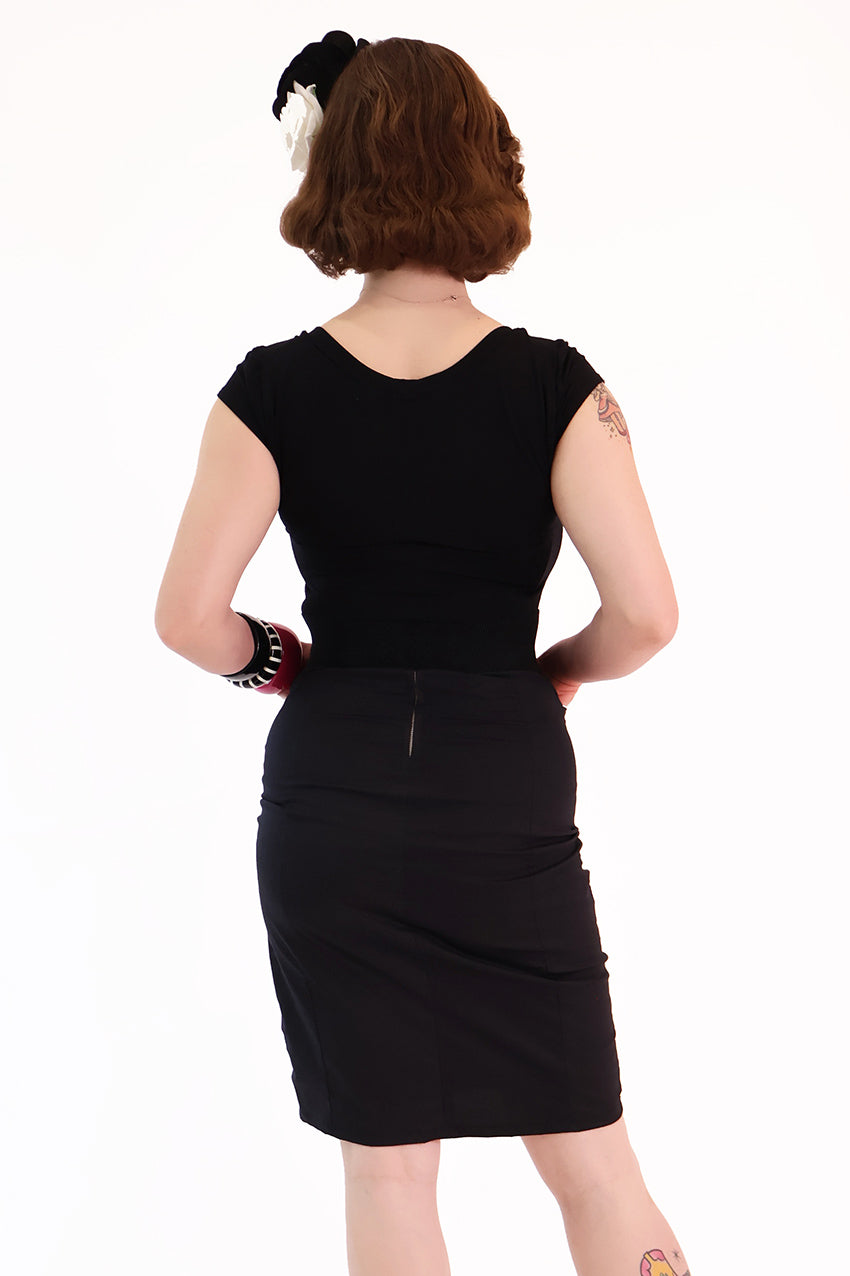 Black Nocturne Web Fitted Skirt