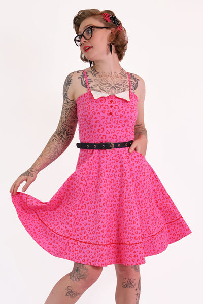 Pink Heart Leopard Print Dress