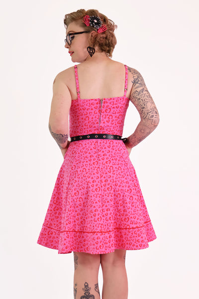 Pink Heart Leopard Print Dress