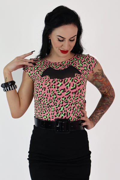 PInk Leopard Night Wing Top