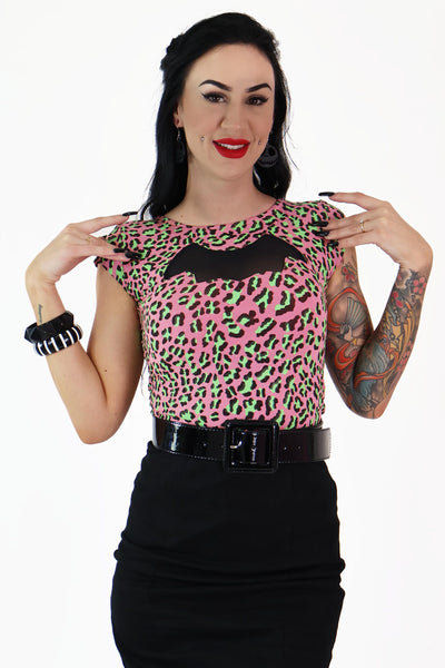 PInk Leopard Night Wing Top