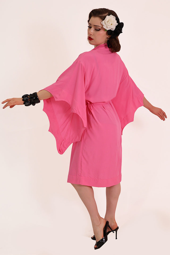 Nightfall Pink & Black Bat Vintage Gown