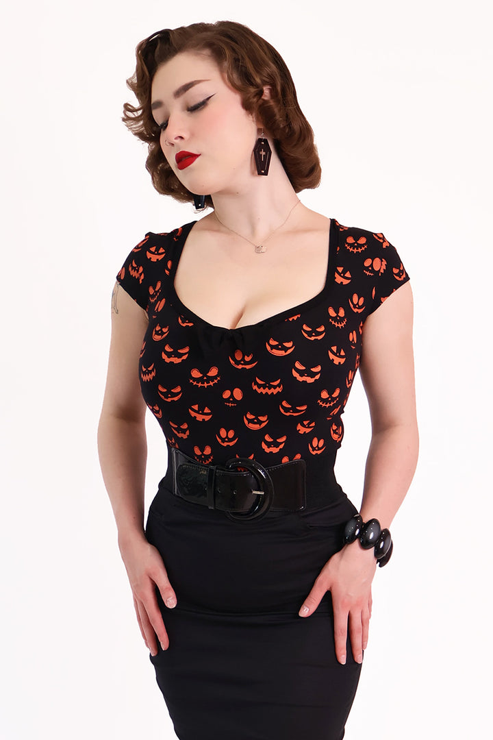 Pumpkin Queen Black and Orange Top
