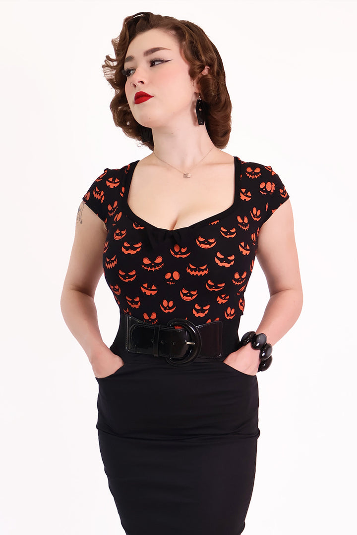 Pumpkin Queen Black and Orange Top