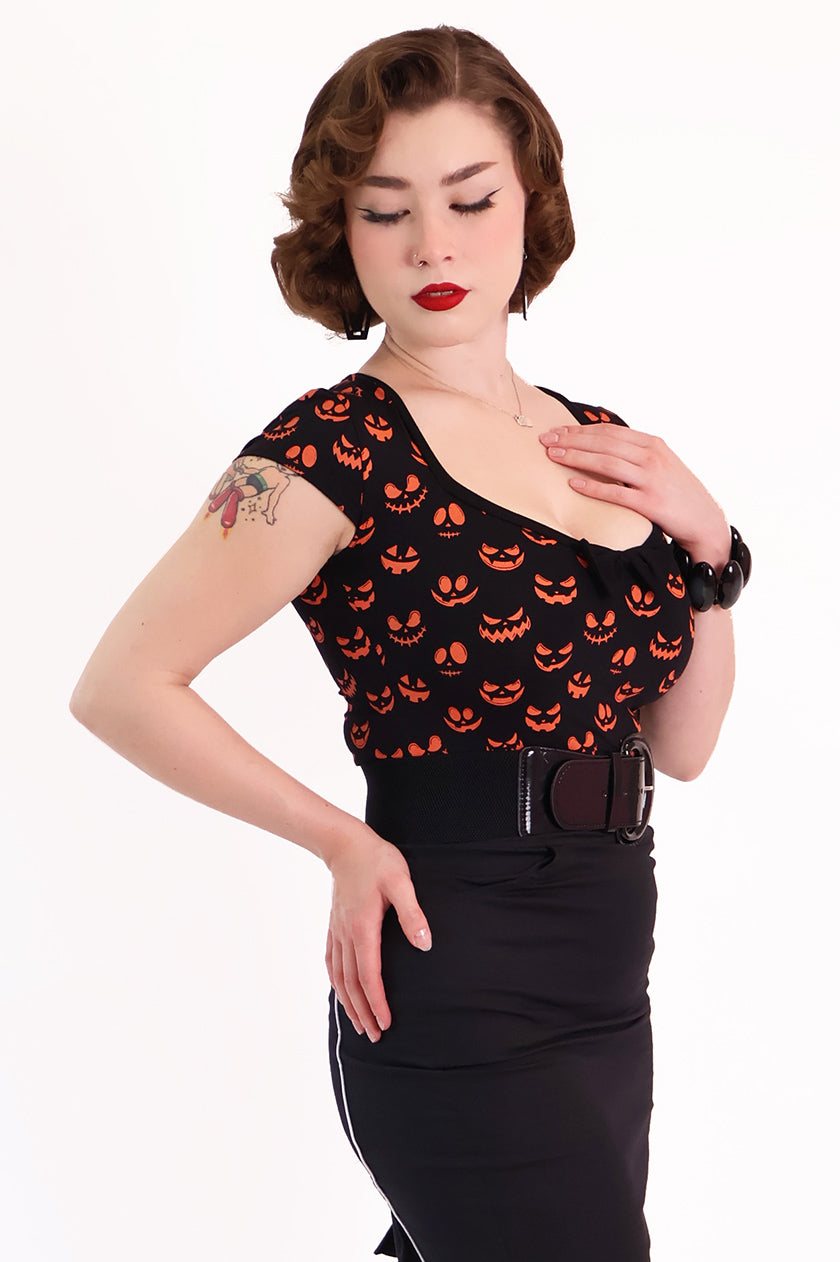 Pumpkin Queen Black and Orange Top