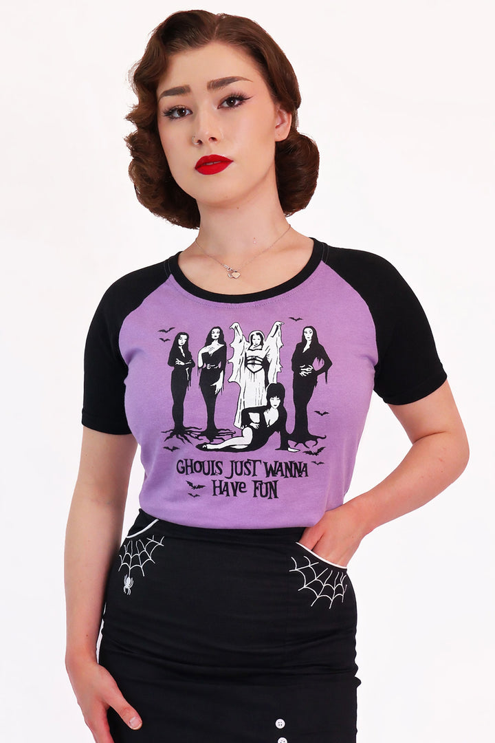 Ghoul's Just Wanna Have Fun Purple Raglan Tee Shirt
