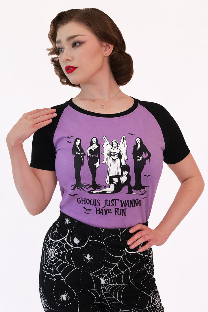 Ghoul's Just Wanna Have Fun Purple Raglan Tee Shirt