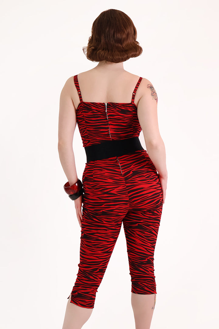 Red & Black Tiger Fitted Jumpsuit