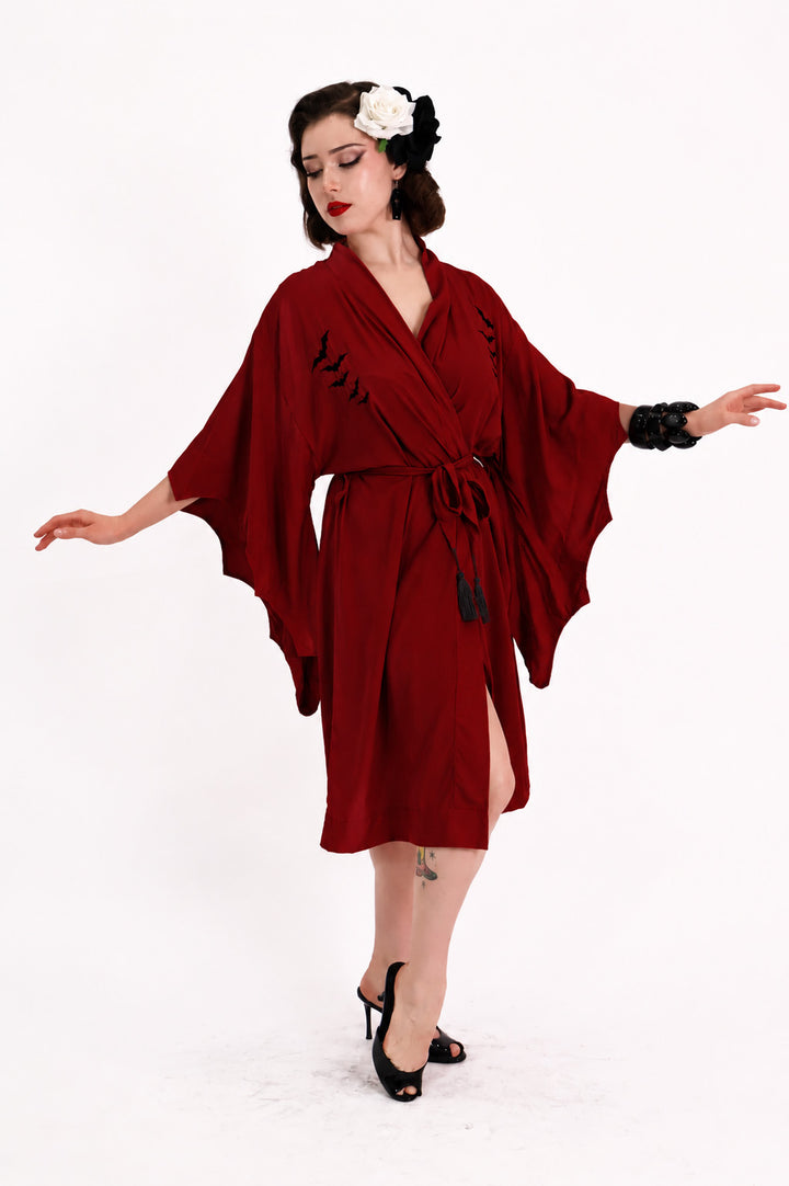 Nightfall Dark Red Bat Vintage Gown