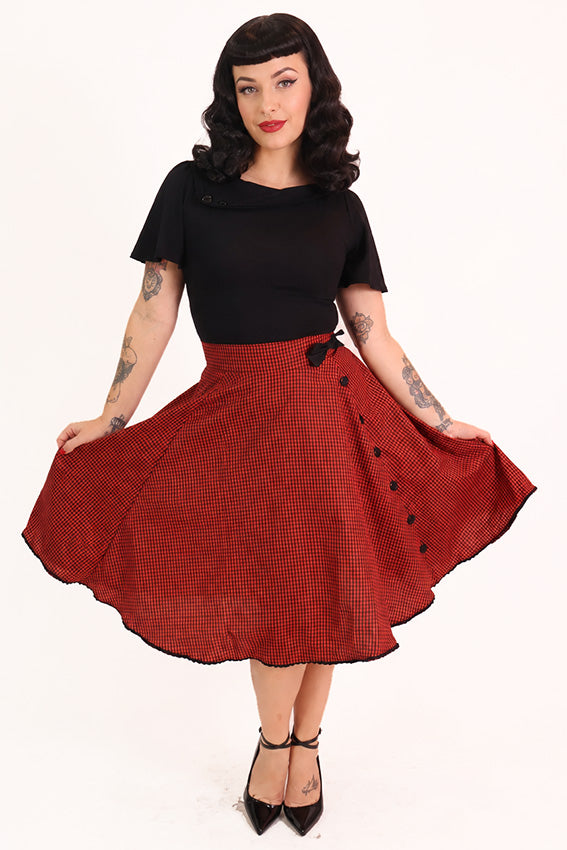 Kyra Red Check Bow Skirt