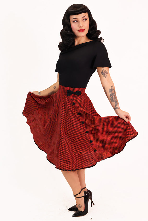 Kyra Red Check Bow Skirt
