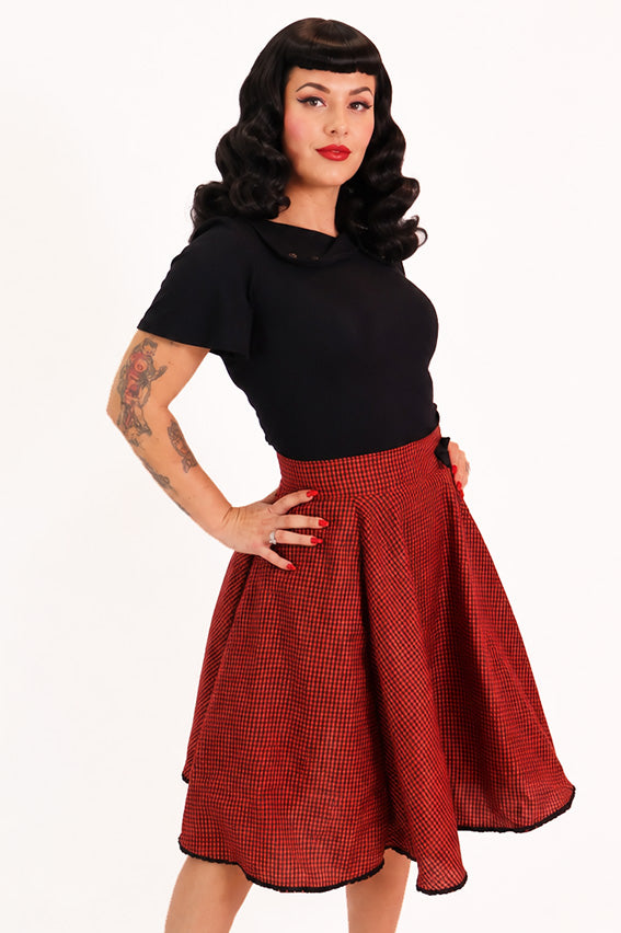 Kyra Red Check Bow Skirt