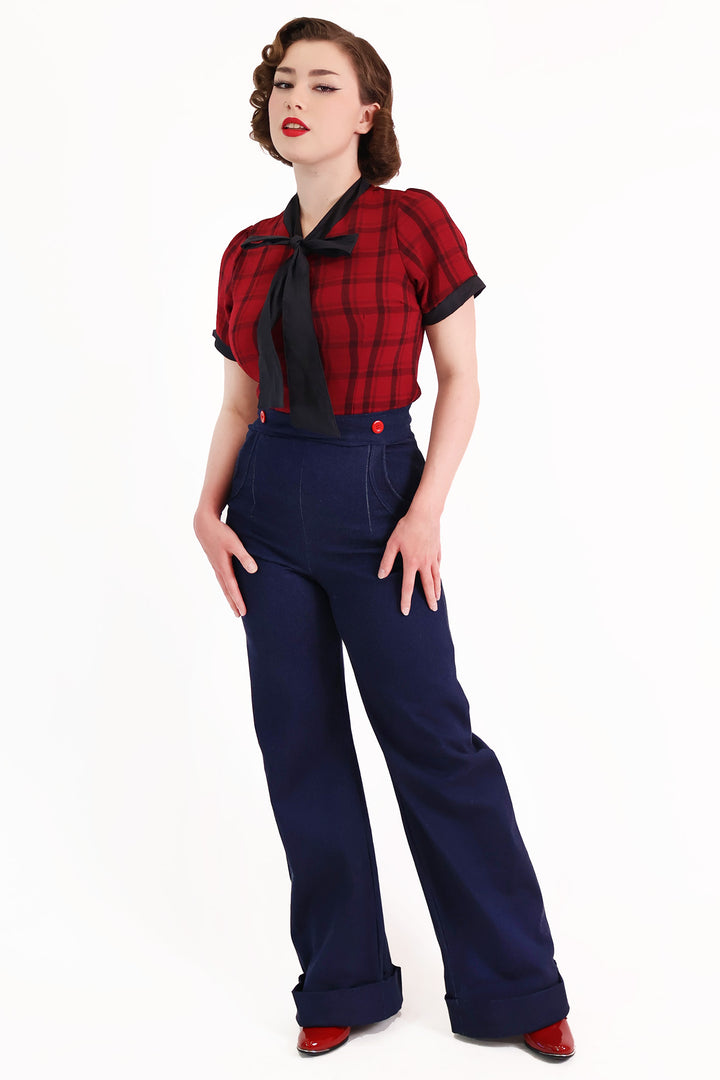 Navy Denim Swing Pants