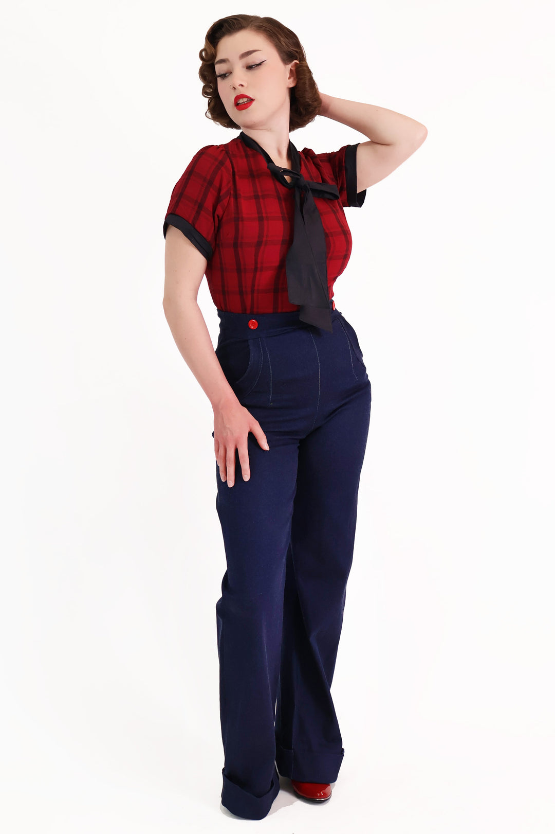 Navy Denim Swing Pants