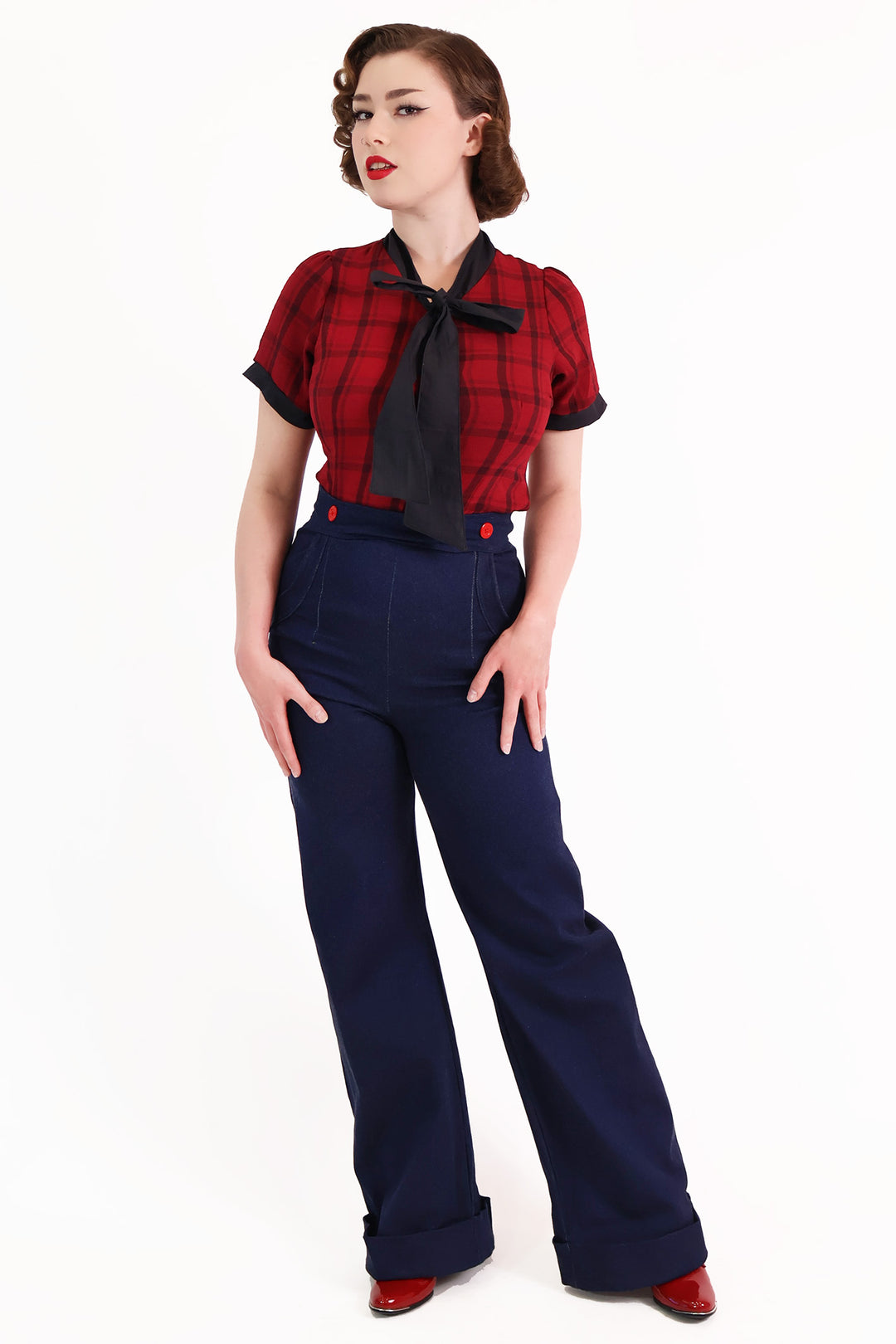 Navy Denim Swing Pants