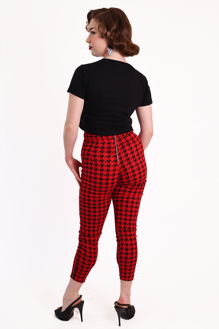 Red Houndstooth Capri Pants