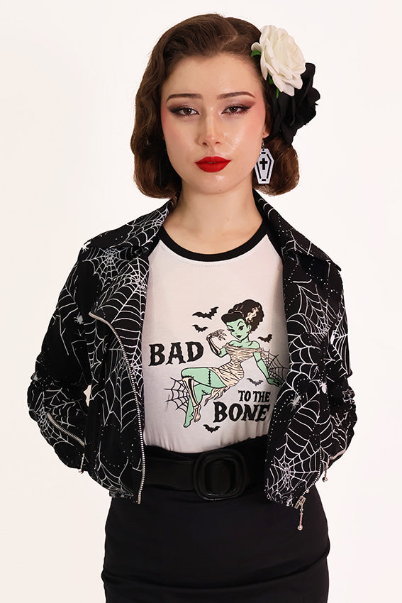 Dark Orb Spider Web Black Biker Jacket