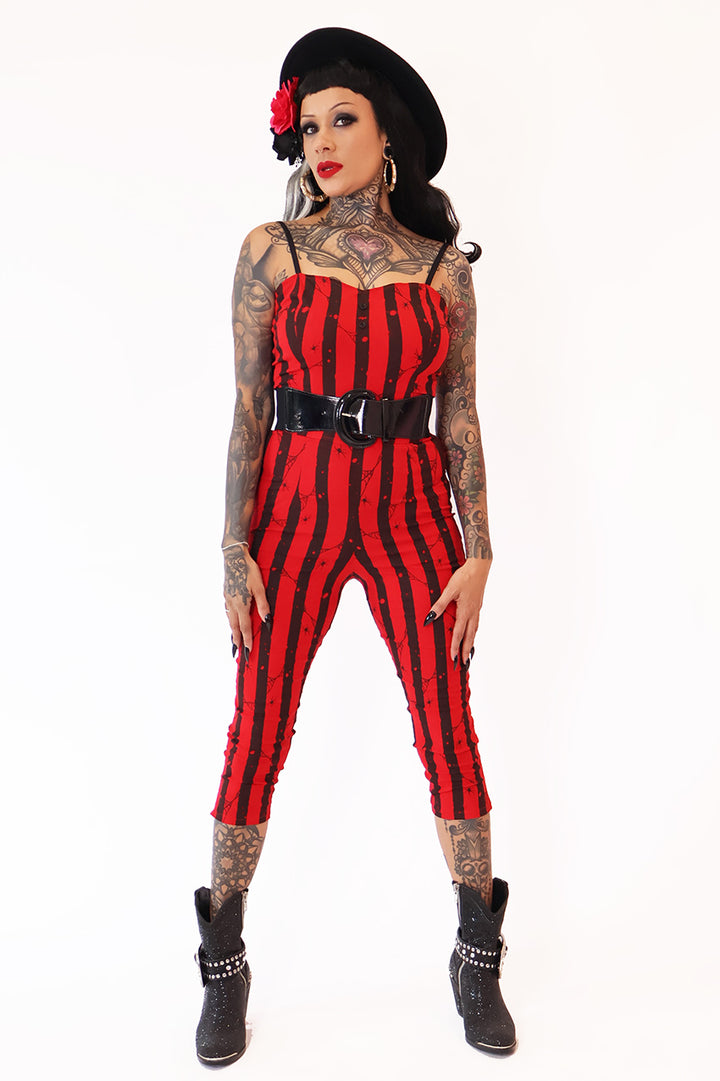 The Outlaw Black & Red Spooky Stripe Jumpsuit