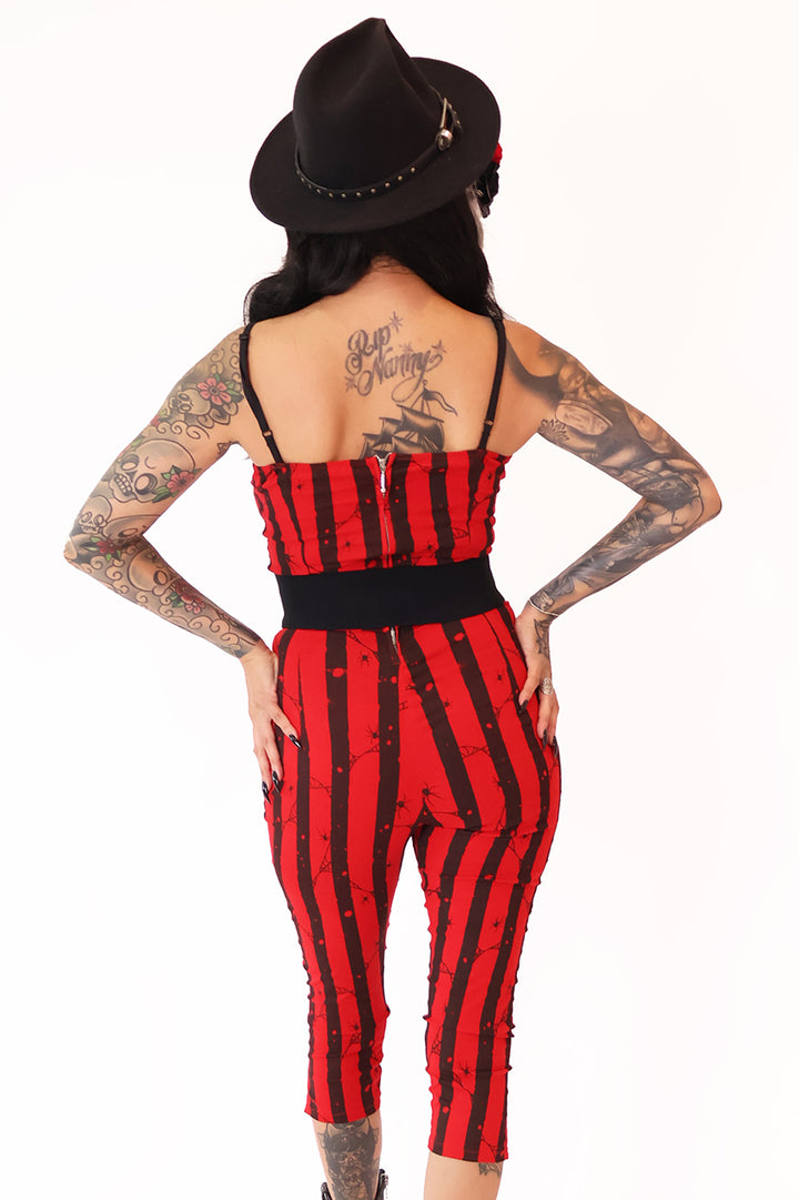 The Outlaw Black & Red Spooky Stripe Jumpsuit