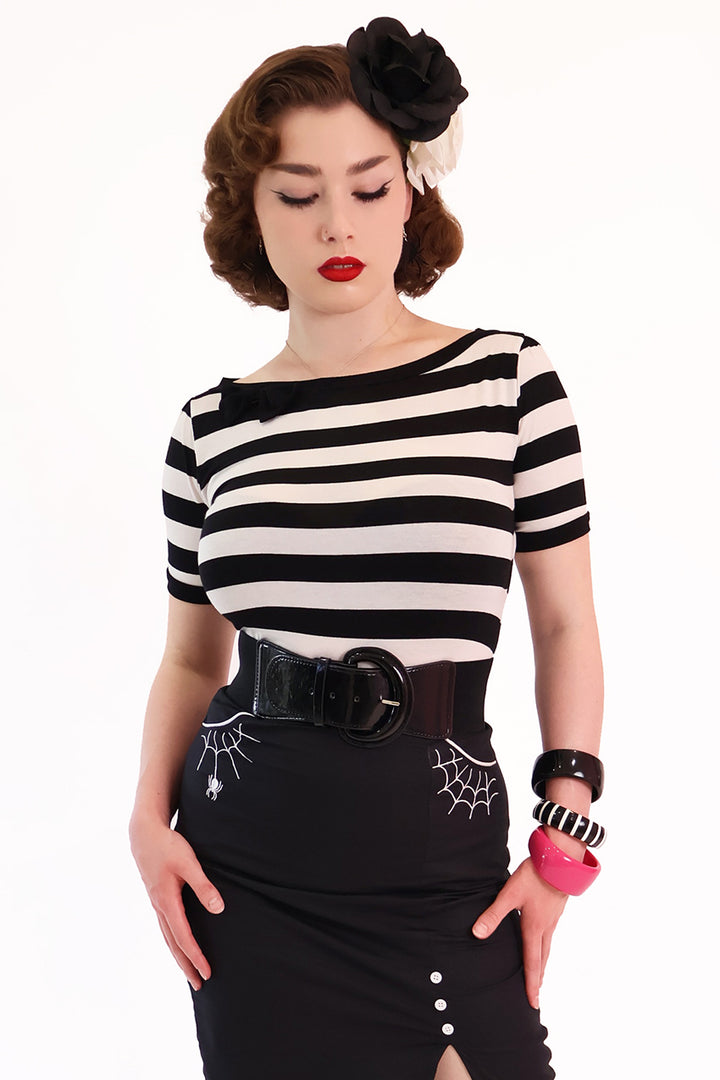 Addams Stripe Short Sleeve Top