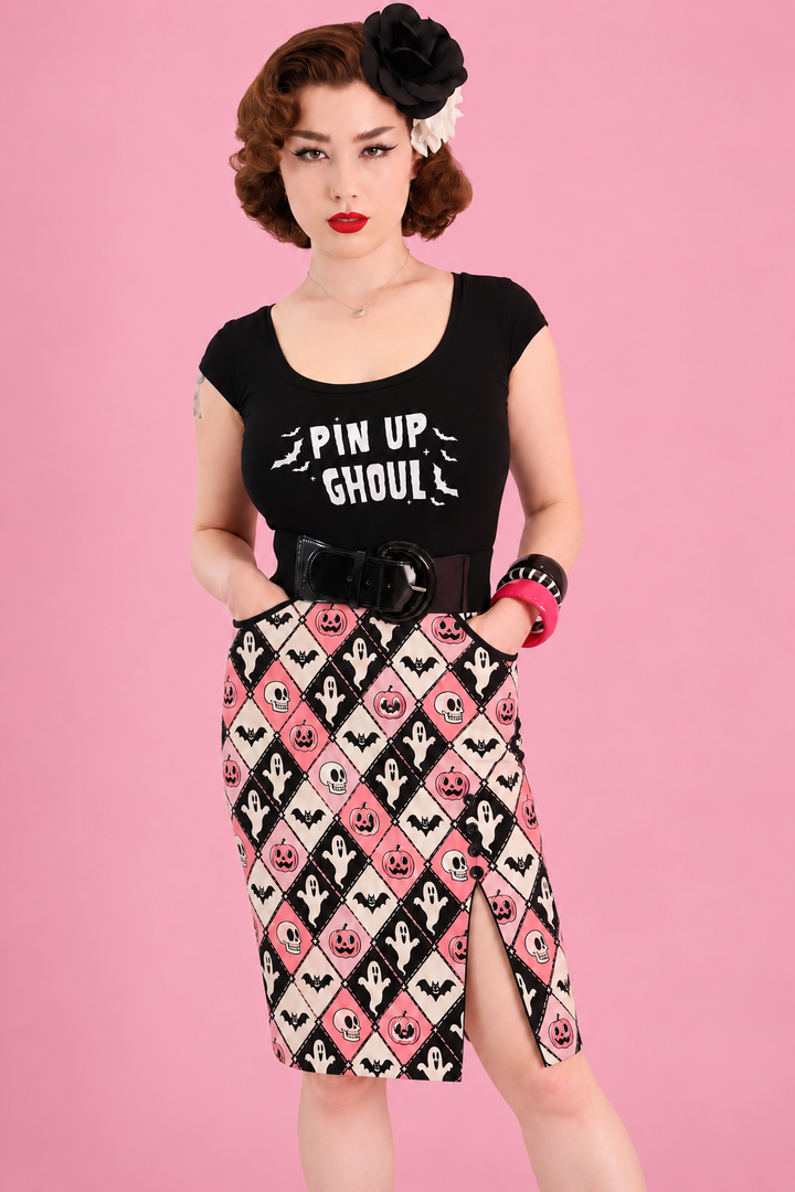 Argyle Spooks Fitted Skirt