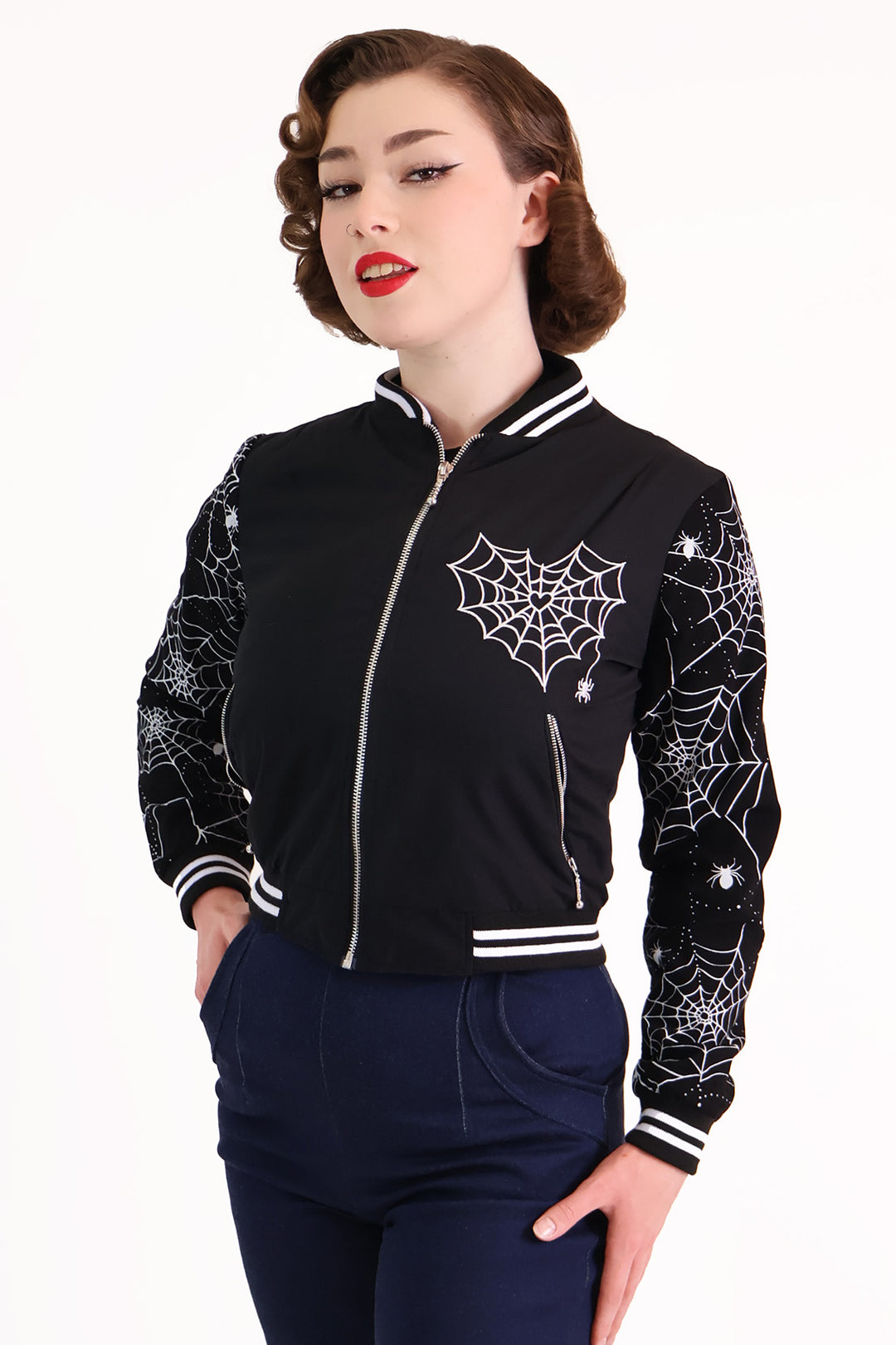 Web of Shadows Black Bomber Jacket