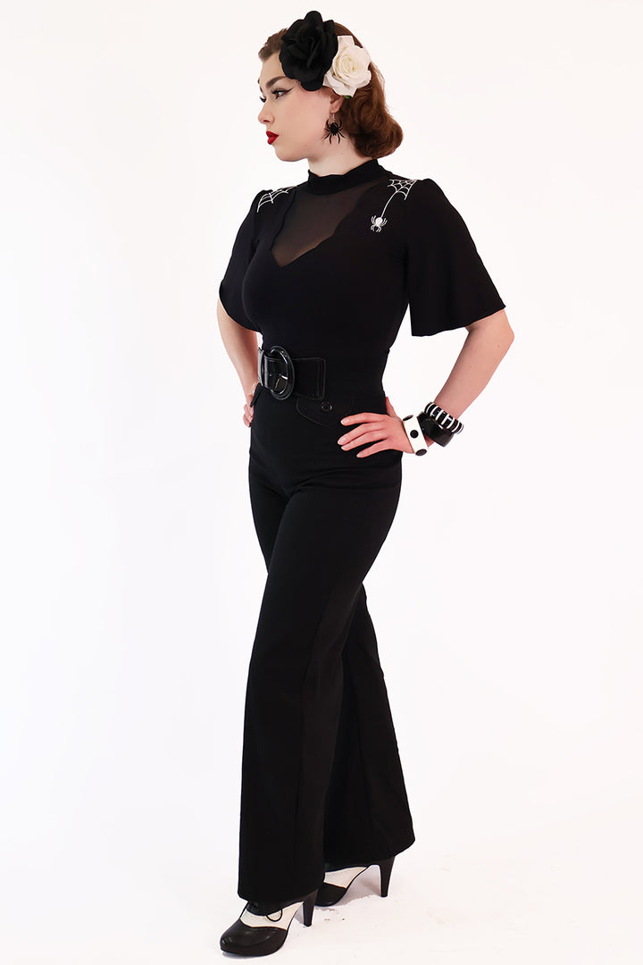 Venom Embroidered Spider Web Top