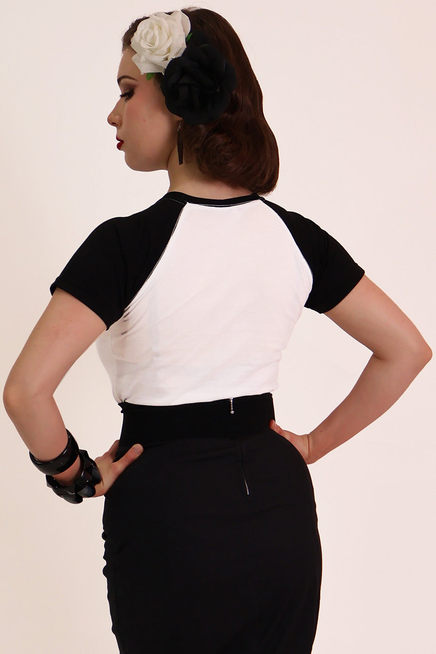 Bad to the Bone Raglan Black & White Tee Shirt