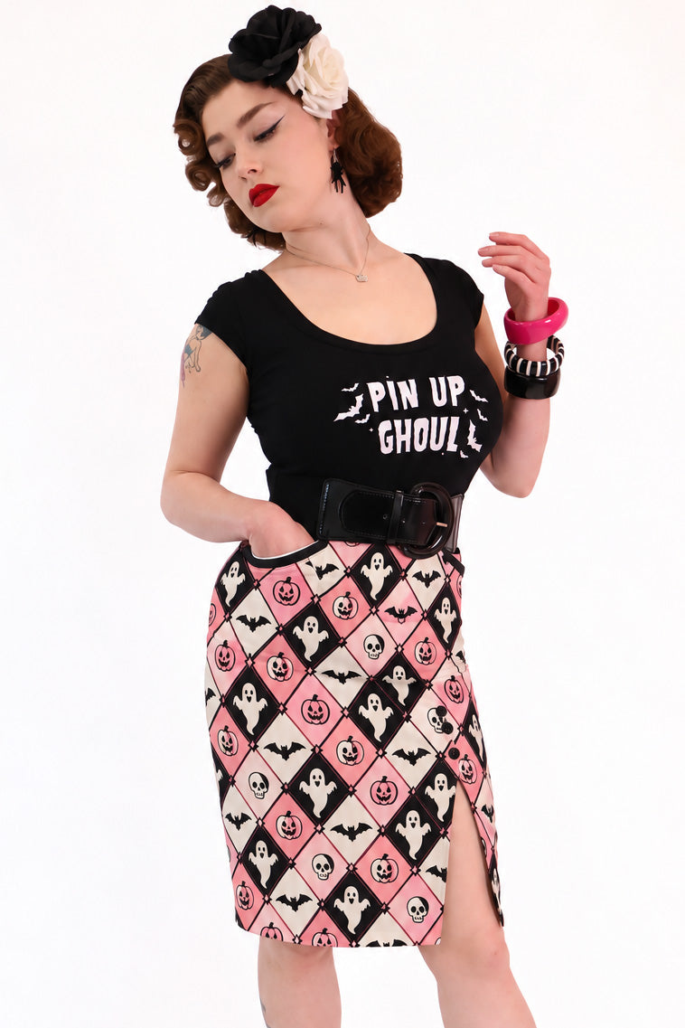 Argyle Spooks Fitted Skirt