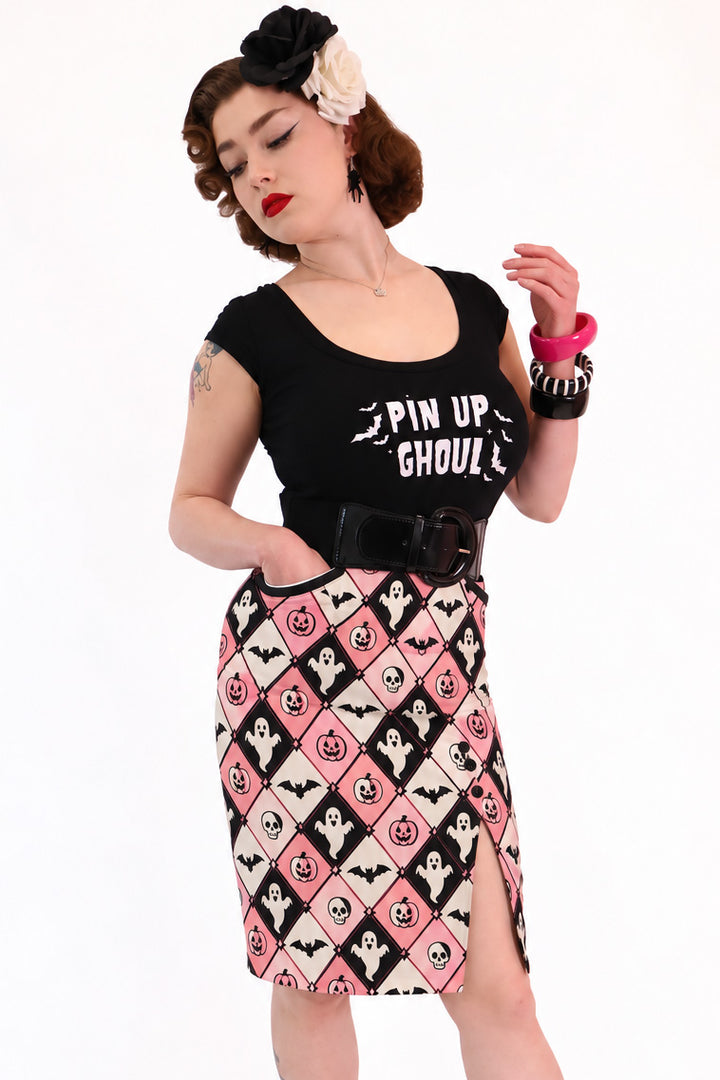 Argyle Spooks Fitted Skirt
