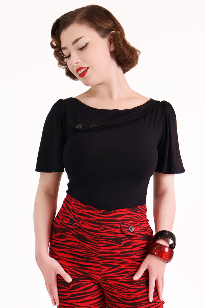 Black Sass Circle Sleeve Top