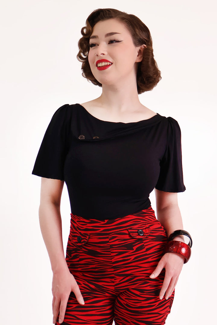 Black Sass Circle Sleeve Top