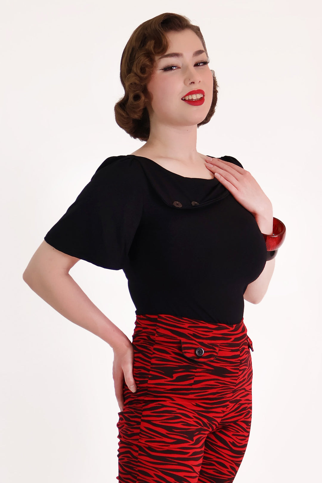 Black Sass Circle Sleeve Top