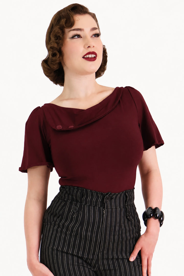 Dark Red Sass Circle Sleeve Top
