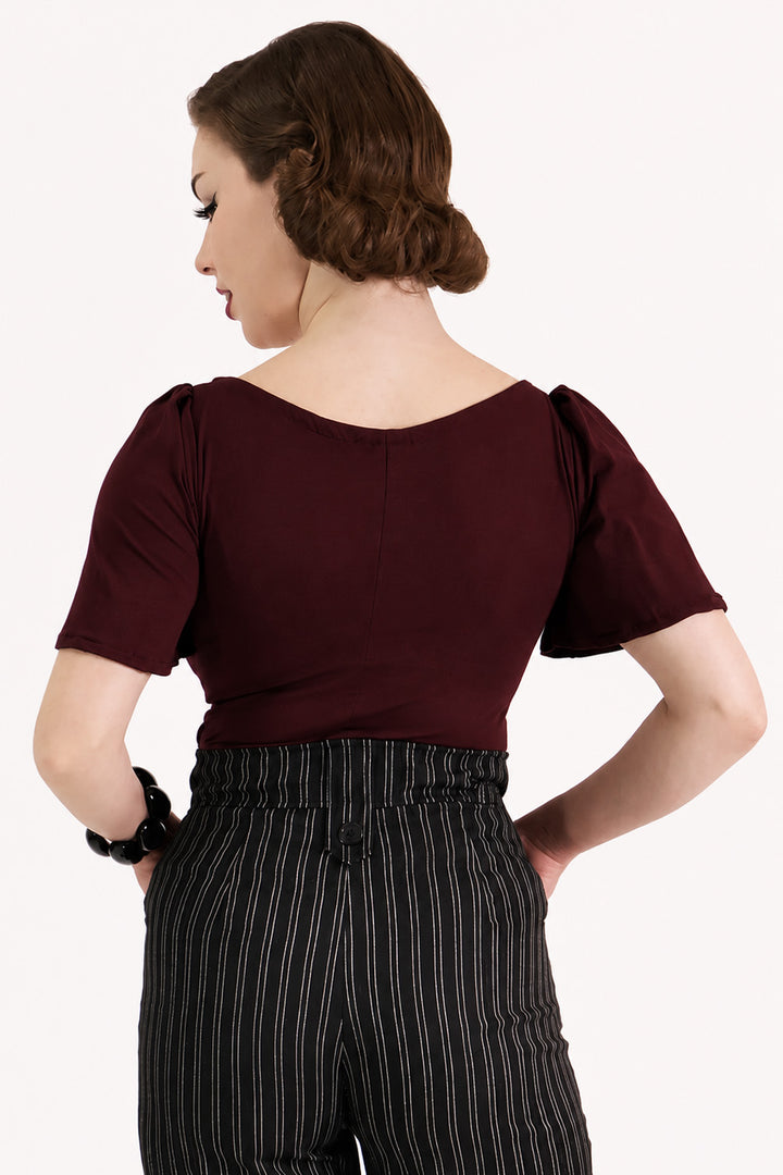 Dark Red Sass Circle Sleeve Top