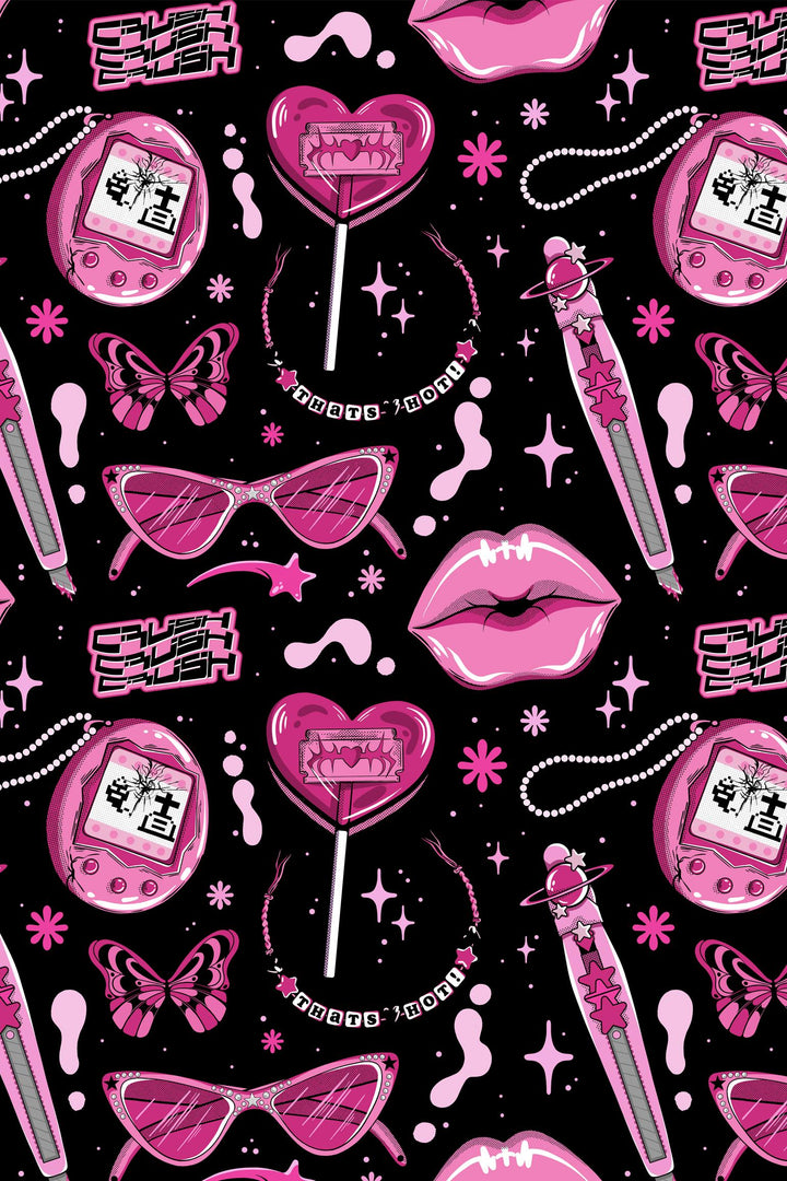 Doll Face Pink & Black Printed Retro Collar Dress