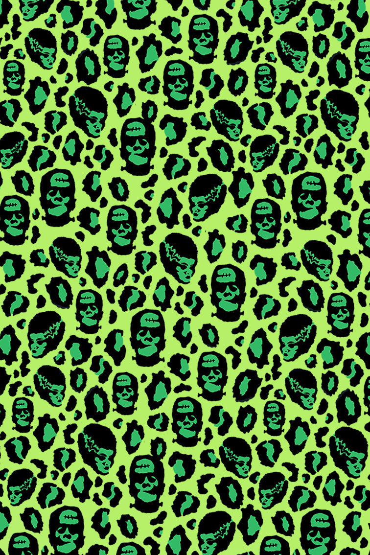 Franken-Leopard Black and Green Shirt Dress