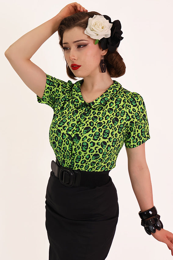 Green Franken Leopard Printed Shirt