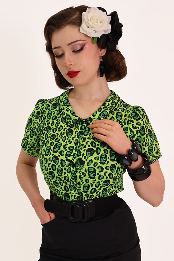 Green Franken Leopard Printed Shirt
