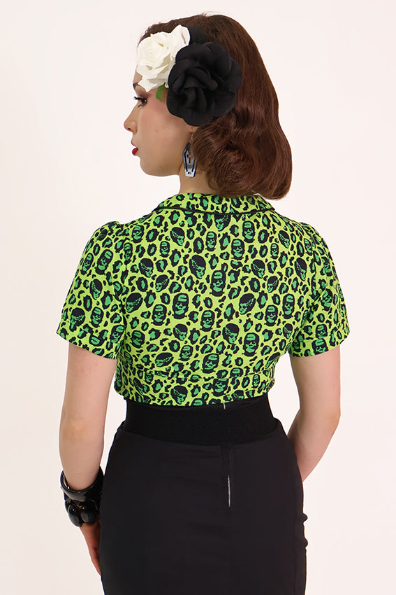 Green Franken Leopard Printed Shirt
