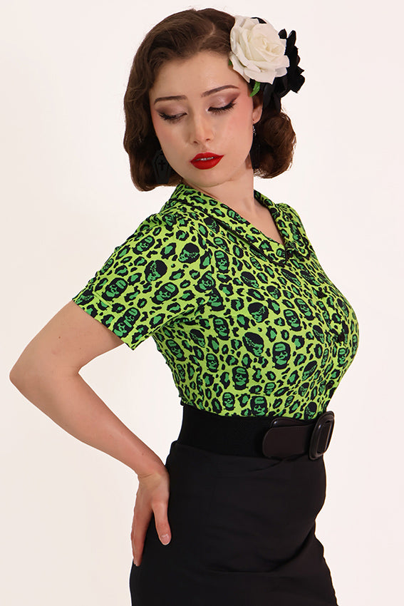 Green Franken Leopard Printed Shirt