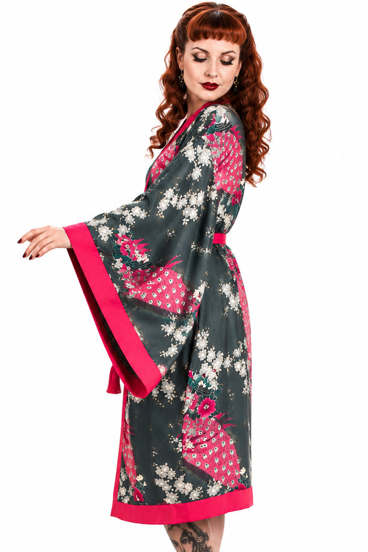 Grey & Pink Cherry Blossom Vintage Gown