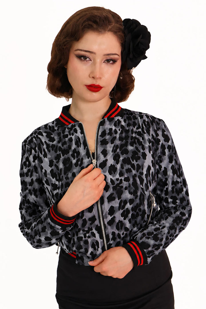 Grey Leopard Bomber Jacket