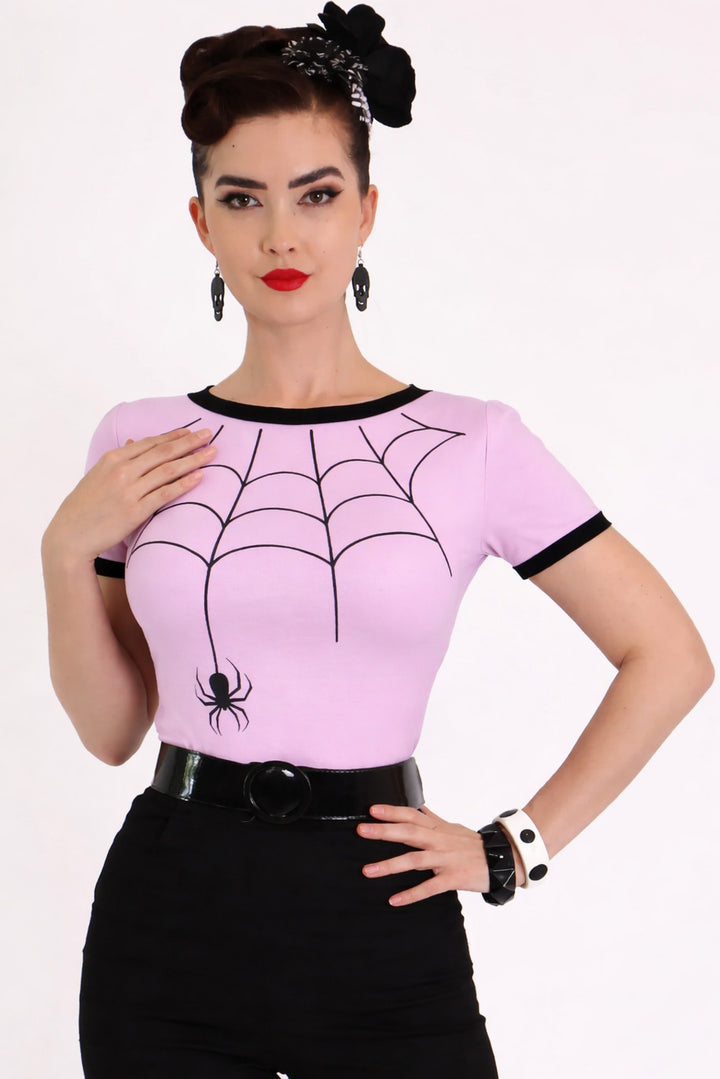 Pink Tarantula Spiderweb Top