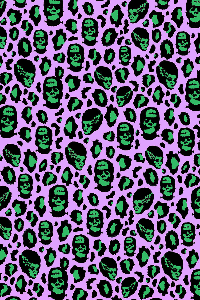 Franken-Leopard Purple & Green Swing Skirt