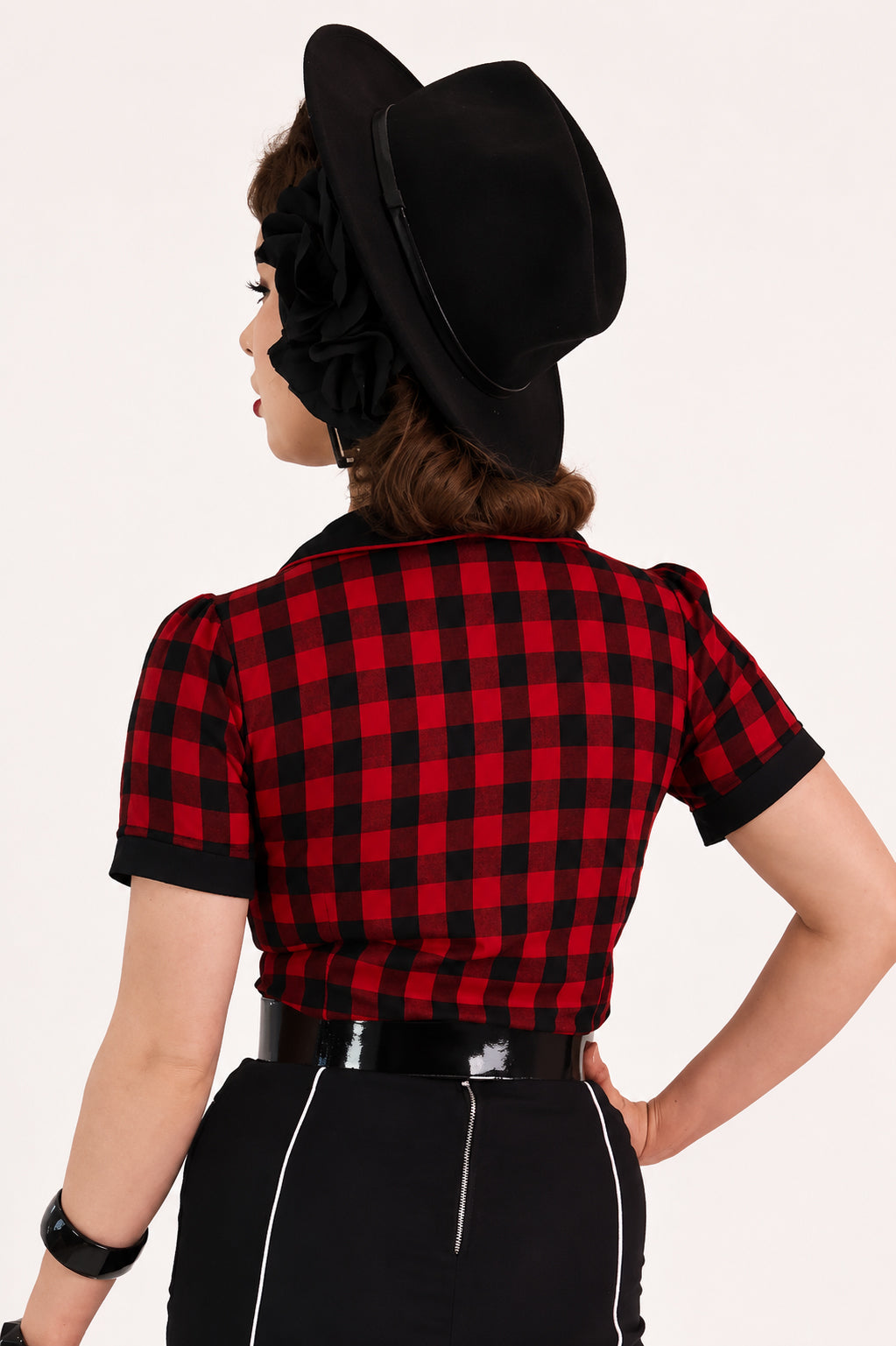 Gothic Western Shirt Black & Red Plaid